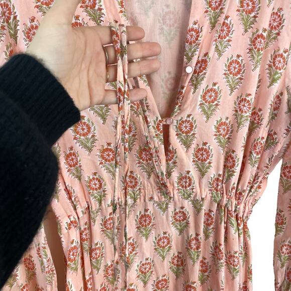 Emerson Fry India Collection Frances Organic Cotton Dress Monday Flowers Pink M - Picture 8 of 9